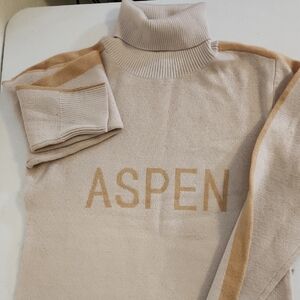 Women's Cowl Neck Sweater - Cream and Tan